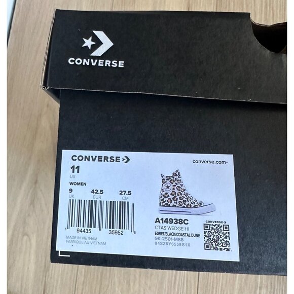 ❤️Converse Chuck Taylor Wedge Platform Leopard Sz 11 Women's Shoes Black A14938C - Picture 8 of 10